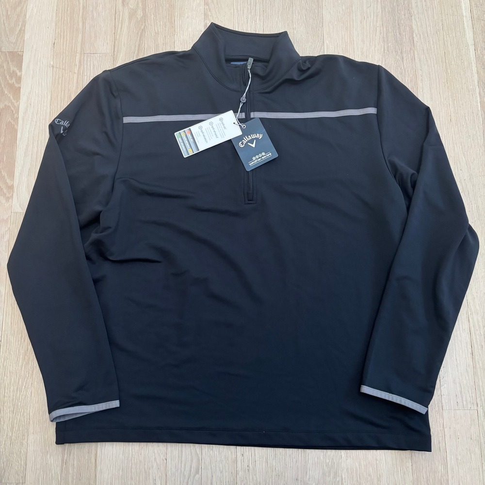 Callaway Quarter Zip Pullover Mens Large Black NWT Weather Series Golf Top